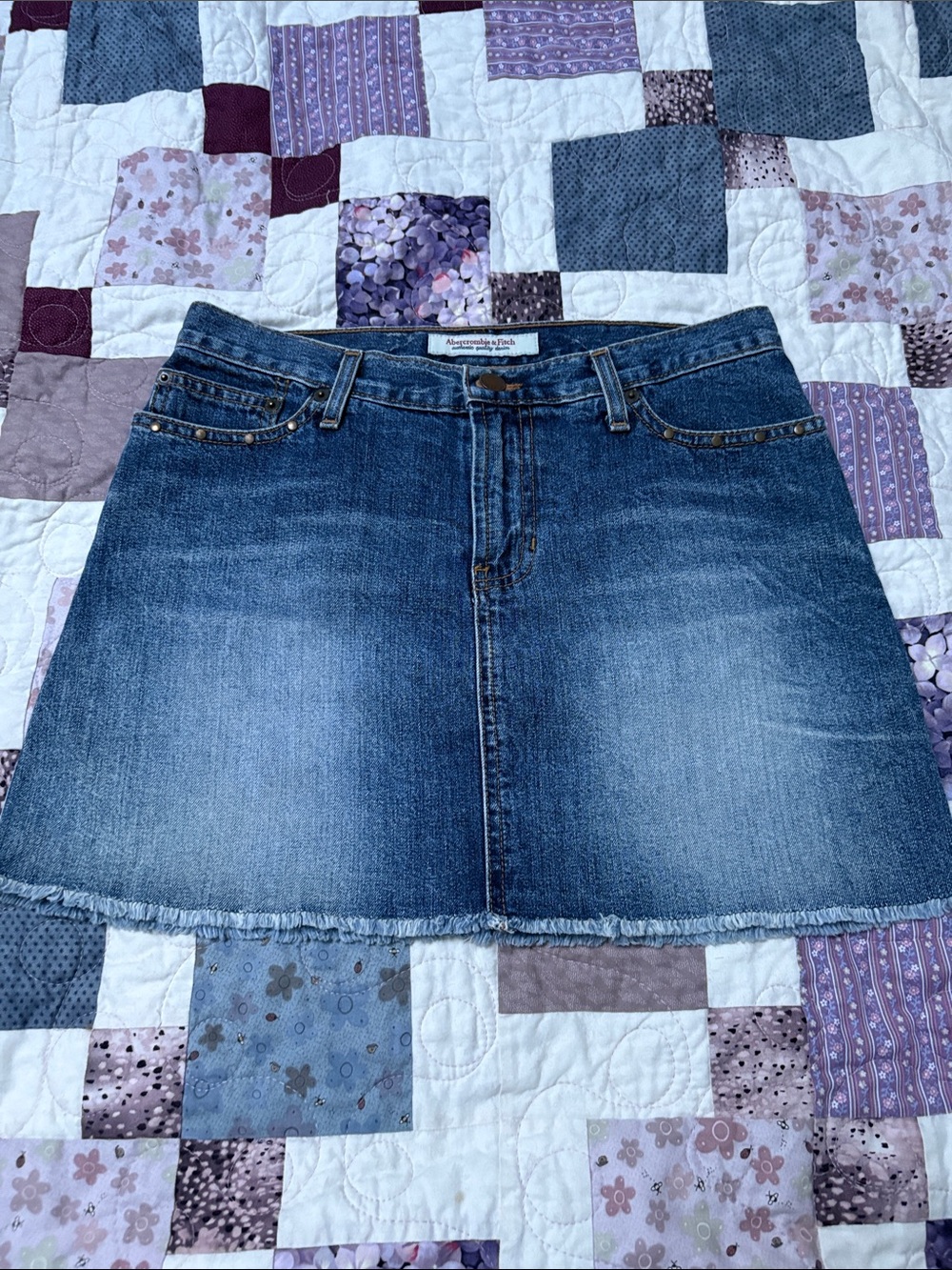 Abercrombie & Fitch Denim Mini Skirt in Medium Blue Wash